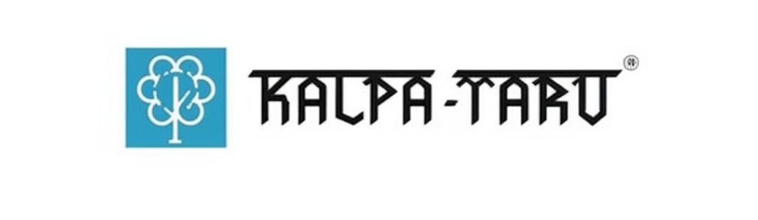 Elegant Kalpataru Group logo with gold accents on dark background