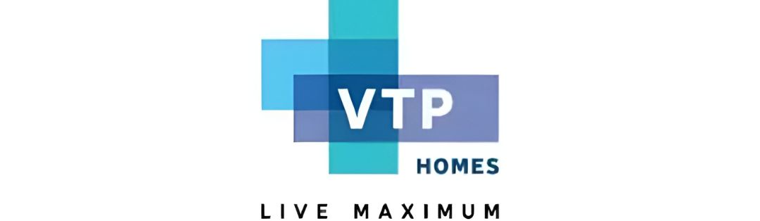Modern VTP logo with abstract architectural shape